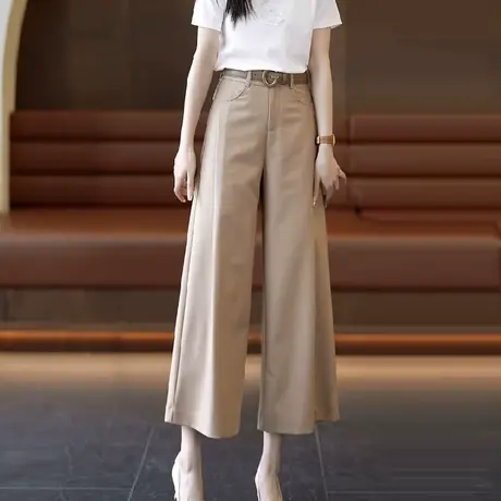 窄版阔腿裤女夏季高腰气质宽松休闲裤子2023年韩版显瘦九分直筒裤图片