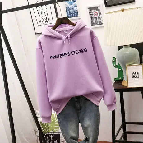 加绒加厚秋冬卫衣女2023年新款宽松韩版中长款春秋季时尚连帽外套商品大图