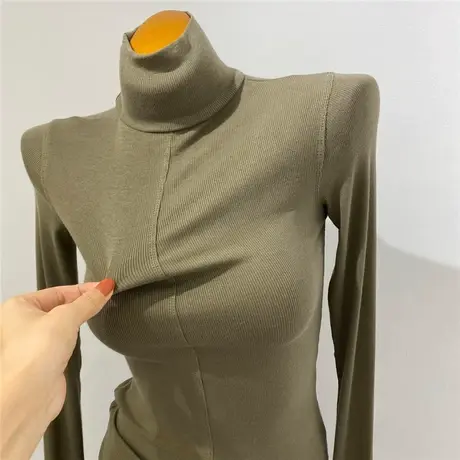 版型超好！前后两穿高领打底衫上衣ins韩国秋冬修身长袖t恤女内搭图片