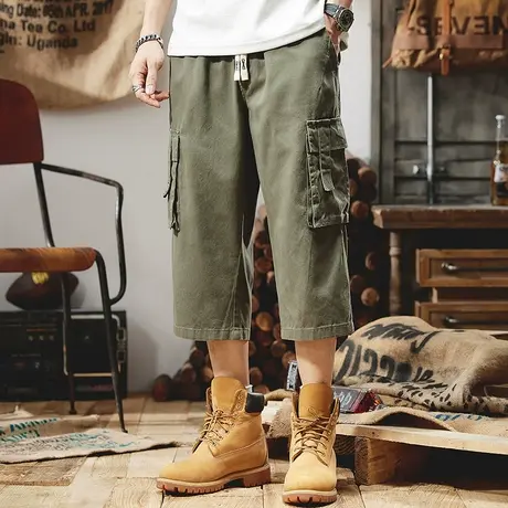 Modi Nick/摩帝尼克舒适男士七分裤时尚百搭纯色工装裤子男款男裤商品大图