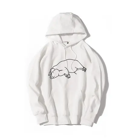 秀洛肥宅懒猪连帽套头卫衣男卡通小猪字母印花男女加绒连帽衫卫衣图片