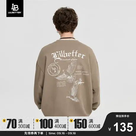 LiLbetter卫衣男秋季圆领2023新款潮流男装宽松上衣美拉德外套潮商品大图