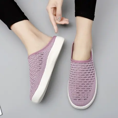 一脚蹬网鞋女无后跟懒人鞋春夏外穿大码41-43老北京拖鞋居家妈妈图片