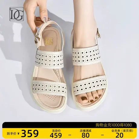 真皮凉鞋女夏外穿2023新款夏季头层牛皮坡跟软皮舒适中老年妈妈鞋商品大图