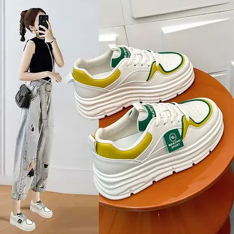 松糕小白鞋女2023新款春夏小码34小个子增高单鞋厚底显脚小运动鞋图片