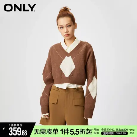 ONLY秋季学院风简约复古V领短款套装衬衫女|123305030商品大图