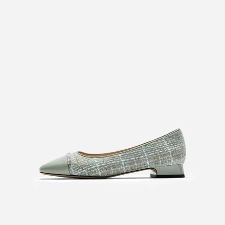 Nine West/玖熙2023年秋季新款单鞋女方头羊皮呢料通勤低跟女鞋图片