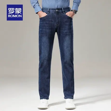 罗蒙男士商务休闲牛仔裤2023秋季新款加厚直筒时尚百搭简约长裤男图片