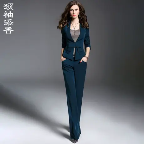 颈袖添香2023商务洋气减龄御姐时尚气质西装长裤两件套职业女商品大图