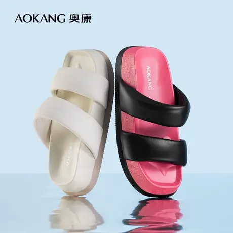 奥康女鞋 夏季气质时尚软底一字拖厚底海边沙滩女士凉拖鞋潮图片