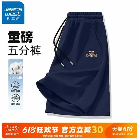 GV真维斯男士纯棉短裤夏季宽松大码外穿大裤衩男运动休闲五分裤C商品大图