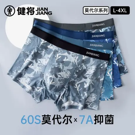 健将男士内裤莫代尔新款四角裤纯棉裆抗菌透气青少年休闲平角短裤商品大图
