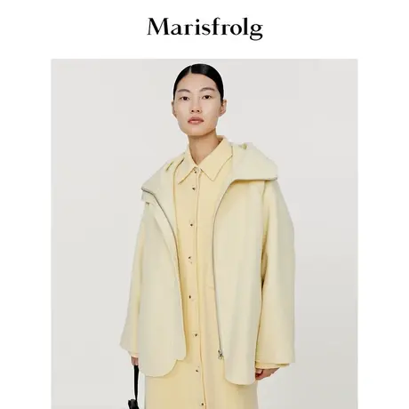 【逐光之旅】玛丝菲尔秋季燕麦奶色斗篷羊毛毛呢外套商品大图