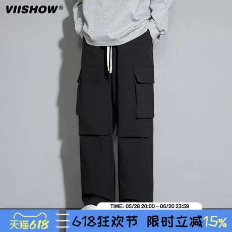VIISHOW工装裤子男宽松束脚休闲运动卫裤男生春秋款多口袋冲锋裤商品大图