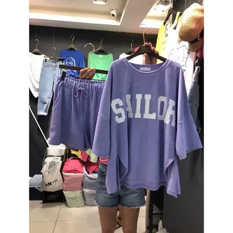 运动休闲套装女宽松韩版学生2020新款短袖ins风减龄洋气两件套夏图片