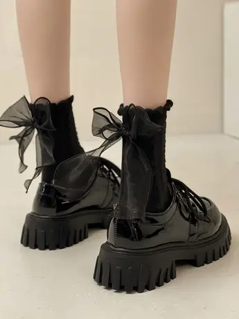 潮牌日系学院风小皮鞋女秋季法式百搭复古厚底松糕休闲圆头单鞋子商品大图