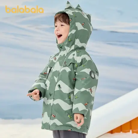 巴拉巴拉男童羽绒服2025冬装新款连帽外套恐龙造型潮商品大图
