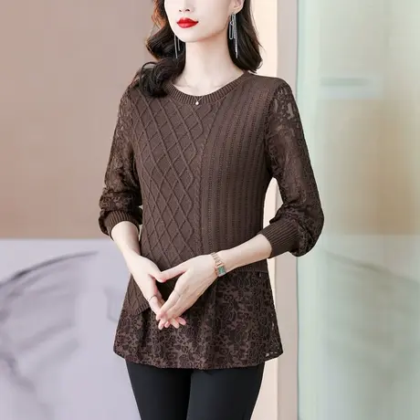 春秋装蕾丝打底衫女2023秋天新款高端别致长袖外穿显瘦遮肉小衫女图片