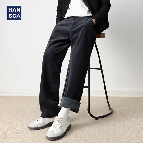 hansca390g重磅灯芯绒加厚保暖休闲裤男2025秋季新款百搭直筒长裤商品大图