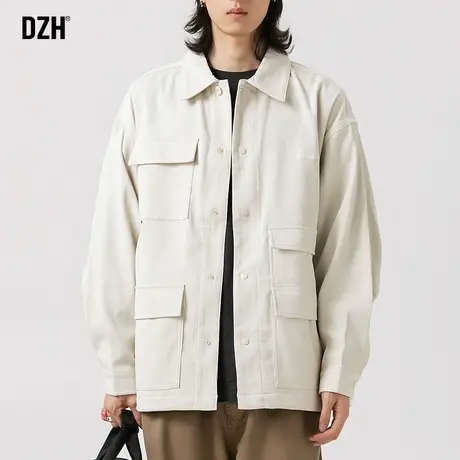 男士翻领工装夹克外套男春秋款潮高级感休闲男装2023新款上衣秋装商品大图