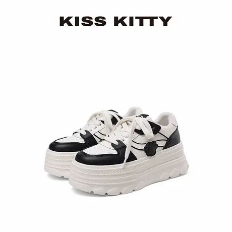 【呼呼专享】KISSKITTY秋季25新款黑色厚底女鞋增高百搭板鞋通勤商品大图