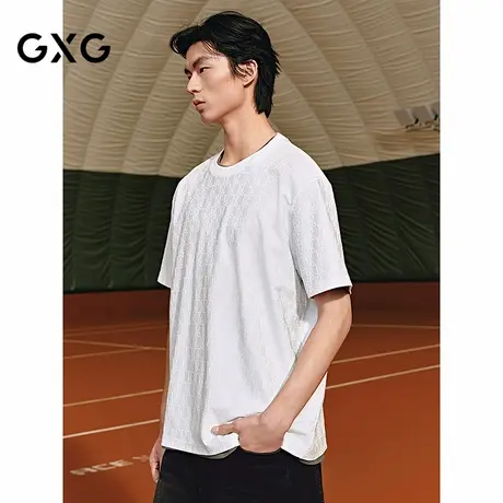 GXG男装 圆领T恤满身提花短袖针织 2025年夏季新品G25X442091图片