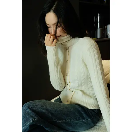 23秋冬新款女装气质轻奢亮片扭绳纹理羊绒羊毛女士毛针织衫上衣商品大图