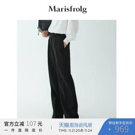 【商场同款】玛丝菲尔女秋季新款醋酸黑色西装裤A1AY32465商品大图