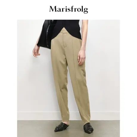 【商场同款】玛丝菲尔2023年秋季新款烟棕色醋酸锥形西装休闲裤图片