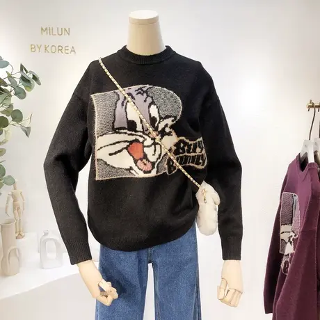 韩国东大门毛衣2020秋冬款卡通兔子休闲减龄针织毛衣打底衫女显瘦图片