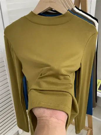 欧货半高领秋冬款纯色大码内搭长袖打底衫t恤女显瘦百搭洋气上衣图片