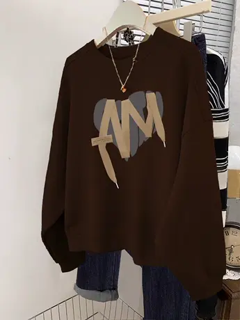 秋冬美拉德穿搭圆领大码卫衣女hiphop复古风显瘦潮牌ins长袖上衣商品大图