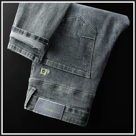 潮牌牛仔裤男款修身小脚美式休闲裤子男裤春季秋冬款2024新款男士商品大图