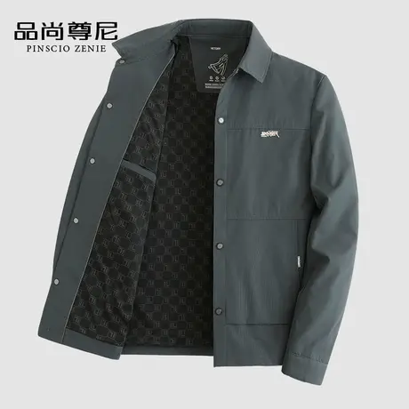 【定制级内里】2023新款男士外套按扣门襟翻领工装夹克春秋爸爸装商品大图