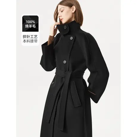 朗姿法式纯羊毛轻奢双面呢气质英伦风毛呢外套大衣女秋冬季奥莱图片