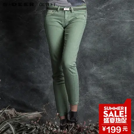 sdeer圣迪奥2017秋装清新柔和绿调修身休闲裤长裤小脚裤S16180894商品大图