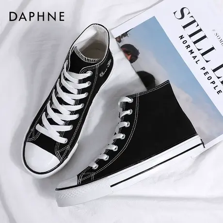 达芙妮帆布鞋女夏季透气高帮鞋子女夏2022年新款鞋子女夏休闲板鞋商品大图