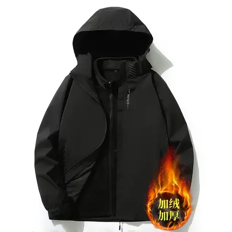 美式机能三合一冲锋衣外套男秋冬加绒防风寒情侣款户外登山服夹克商品大图