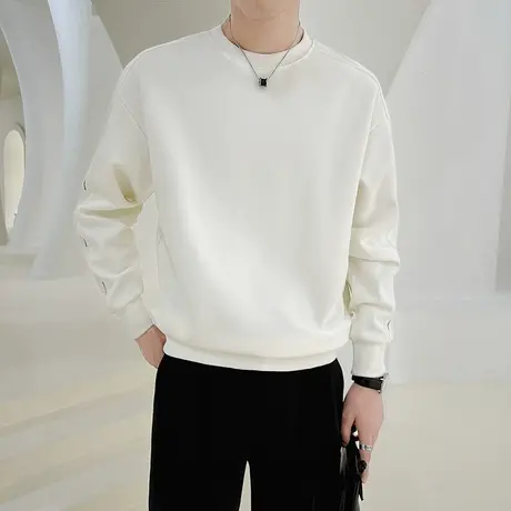 卫衣男秋季新款套头圆领潮牌休闲宽松长袖上衣INS简约设计百搭t恤商品大图