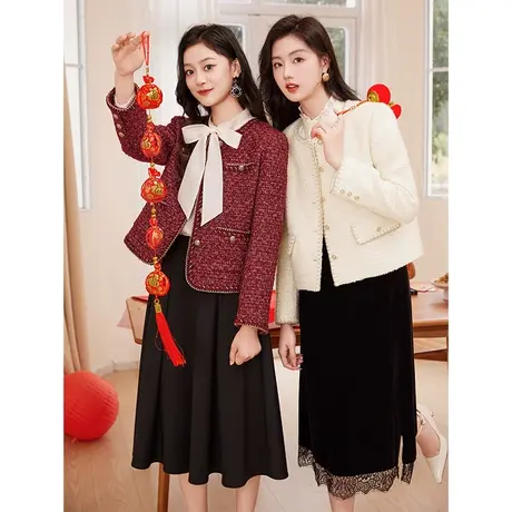 【新年搭配】【新年战袍】香影小香风短款外套女秋冬红色本命年商品大图