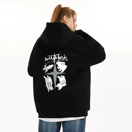 Nuthink国潮宽松春节新年拜年兔年本命年兔子卫衣男加绒加厚外套商品大图