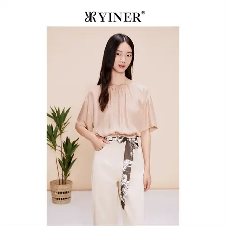 【醋酸系列】YINER音儿女装夏季短袖圆领衬衫上衣商品大图