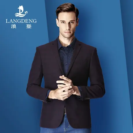 浪登2023秋冬新款易打理抗皱男士小西装时尚休闲纯色西服便西外套商品大图