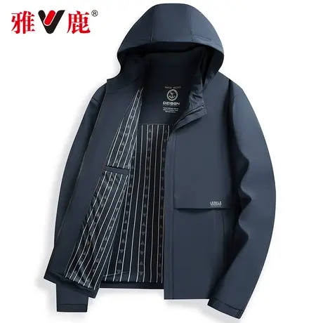 【可拆卸帽】雅鹿男士夹克2024春季新款商务休闲中年爸爸春装外套商品大图