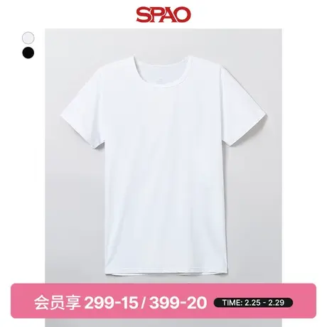 SPAO韩国同款2024年春季新款男士休闲纯色圆领短袖T恤SPMREA9A03商品大图