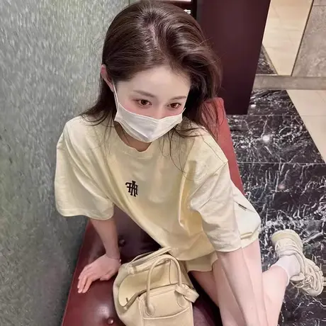 短袖T恤女2024新款小众夏季女装宽松大版设计中长款独特别致上衣商品大图