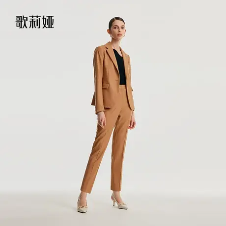 歌莉娅女裤秋冬季新款精纺羊毛锥型裤保暖通勤西装长裤1B2C1D03A图片