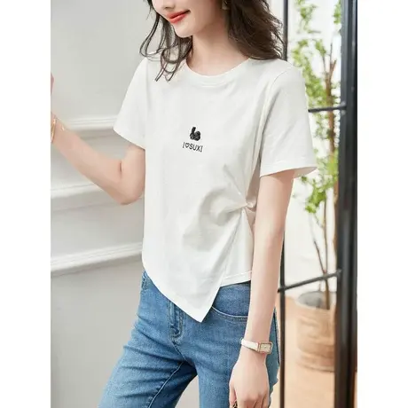 时尚气质短袖T恤2023年夏季新款淑女温柔宽松显瘦通勤上衣商品大图
