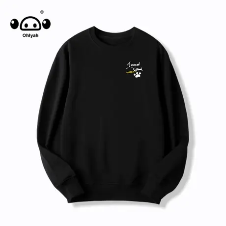 黑色圆领卫衣女2023年新款春秋季纯棉宽松bf慵懒休闲情侣装潮ins商品大图