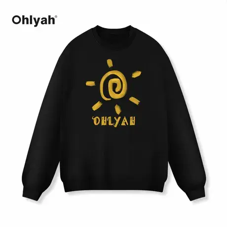 Ohlyah韩版太阳印花情侣春秋款薄款宽松大码卫衣男女纯棉圆领上衣图片